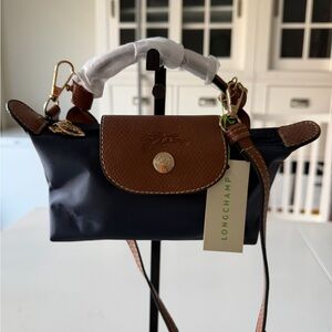 Navy and Brown Women's Bag